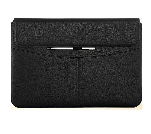 Macbook 12 Case, Macbook 12 inch Sleeve Case, Huawei Matebook 12 Case, FYY Premium PU Leather Case with Pockets for New Apple Macbook 12 inch(2015 Thinnest Version) Black (Exquisite Stylus for Free)