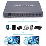 LCS - Matrice HDMI 4x2 - 4 Disposifs HDMI pour 2 TV HD (compatible 3D) - Full HD 1080p - HDMI v1.3b - Signal Audio-Video HD - Amplificateur intégré - Certifié HDCP - Boitier en métal compatible avec tous les téléviseurs