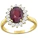 PIERA 14K Yellow Gold Diamond Natural Quality Ruby Engagement Ring Oval 9x7 mm, size 5.5