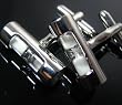 Shiny Silver White Sand Working Hour Glass Cufflinks Cuff Links