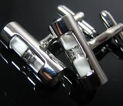 Shiny Silver White Sand Working Hour Glass Cufflinks Cuff Links