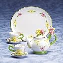 FAIRY MINI MINIATURE TEA SET CERAMIC FLORAL TEAPOT
