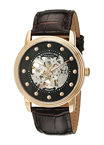 Stuhrling Original Men's 107D.3345K1 Classic Helios Automatic Skeleton Brown Watch
