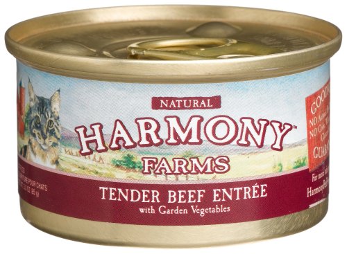 HARMONY FARMS Tender Beef Entree with Garden Vegetables for Cats, 3-Ounce Cans (Pack of 24)