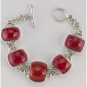 Sterling Silver Red Bamboo Coral Bracelet by 