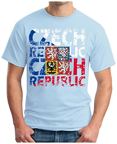 OM3 – CZECH-REPUBLIC – T-Shirt CESKÁ REPUBLIKA EM 2016 FRANKREICH FRANCE FUSSBALL FANSHIRT SOCCER CUP SPORT TRIKOT EUROPAMEISTER, XL, himmelblau