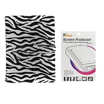 Premium Genuine Black & Silver Zebra Carrying Leather Case + Clear Reusable LCD Screen Protector for Amazon Kindle DX 9.7" 9.7-inch Wireless Reading Device