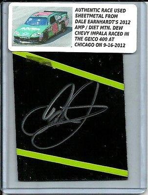 Dale Earnhardt Jr DIET MOUNTAIN DEW Signed Nascar Race Used Sheetmetal Piece #6 - NASCAR Autographed Race Used Items