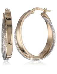 14k Yellow and White Gold Hoop Earrings