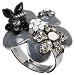 Adjustable Gray Flower Cocktail Ring sizeEmitations