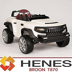 Henes Broon T870 Kids Ride On Jeep 24V Power with Rubber Wheels Tablet PC & Remote White