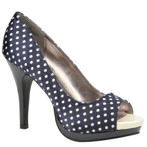 Rampage Women's Gracee Platform Pump,Navy/White Dot,6.5 M US Picture