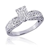 .90 Ct Emerald Cut Diamond Engagement Ring Vintage SI1