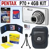 Pentax Optio P70 12MP Digital Camera (Silver) + 4GB Accessory Kit