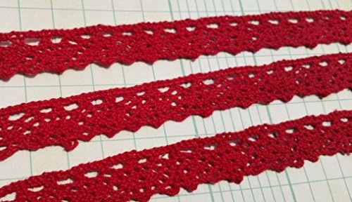 Red Cluny Lace - Basic Torchon Crochet Sewing Trim - 1/2" - 5 Yards