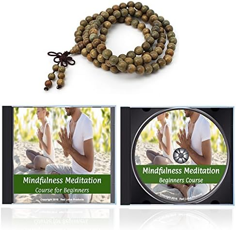 Buddhist Meditation Mala Bracelet + Mindfulness Meditation for Beginners CD Course - Learn How To Meditate Using Genuine Sandalwood Meditation Beads