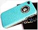 Luxury Bling Stingray Design Genuine Leather Rhinestone Hard Back Case Cover For iPhone 4 4s Verizon AT&T Blue w Bona retail packing