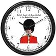 British Royal Guard in Bearskin Hat England Theme Wall Clock by WatchBuddy Timepieces (Black Frame)