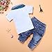 1Set Toddler Kids Baby Boys Short Sleeve T-Shirt Tops+Scarf+Trousers (4T / 4Years)