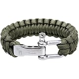 The Friendly Swede Paracord Survival Bracelet with Stainless Steel D Shackle - Adjustable Size Fits 7"-8" (18-20 cm) Wrists