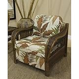 IMAGE OF St. Lucia Upholstered Rattan Lounge Chair in Natural Finish Fabric: Palm Grove