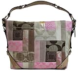Coach Signature Carly Hobo Handbag Pink Khaki Tan Silver 13720