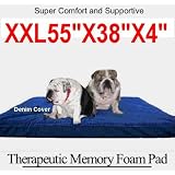 55X38 XXL DOG BED 100% Orthopedic Grade Memory Foam Pad Pet Bed for Big Dog - XXL Extra...
