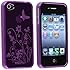 Purple Floral Butterfly Flexible TPU Gel Case for Apple iPhone 4, 4S (AT&T, Verizon, Sprint)