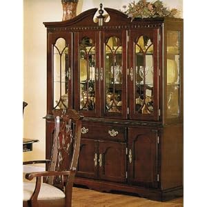 China Cabinet Buffet Hutch - Traditional Cherry Finish by Poundex