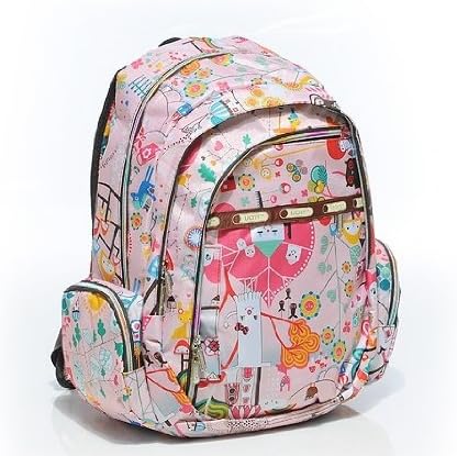 ColorCity ® Flowers Pattern Backpack / School Bag Travel Backpack For Young Girls (Pink Heart, Large)