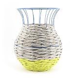 Wire and Paper Basket - Yellow and Light Grey