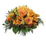 Blumenstrauß 'Orange Dream' Frisch vom Floristen vor Ort mit Rosen und Lilien in orange