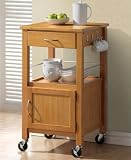 Chester Natural Hevea Hardwood Kitchen Trolley Island Oak Finish Small Island Cart 50cms