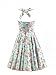 Ensnovo Womens Vintage 1950s Halter Floral Spring Garden Party Picnic Dress