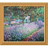 Jardin a Giverny Framed Canvas Art by Claude Monet, Image size: 26.00