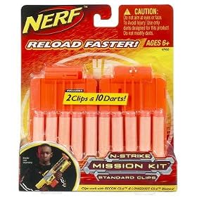 Two Nerf Clips and 10 Nerf Streamline Darts N-Strike Mission Kit Bundle Pack for LongShot and Recon