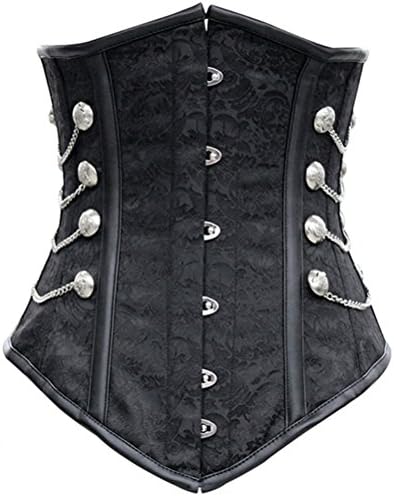 Geminigirl Women's Renaissance Steampunk Heavy Duty Steel Boned Underbust Corset S Black