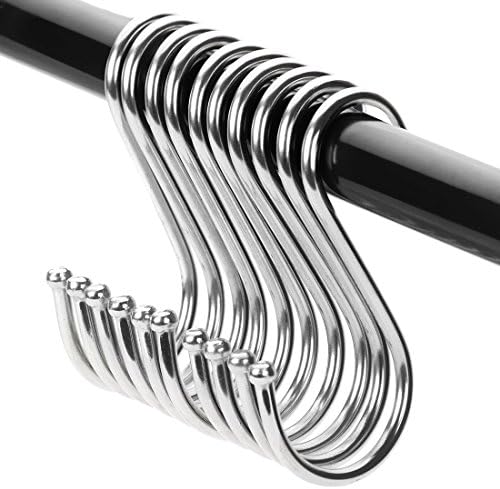 MLXGER Kitchen Tools Premium Heavy Duty S Hooks Stainless Steel 20 Pcs (Round Polished) - Size L
