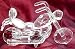 Stunning Cut Crystal Motorcycle Figurine Chopper Bike