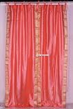 Tie Top Pink Silk Sari fabric Drapes, Panels, Curtains