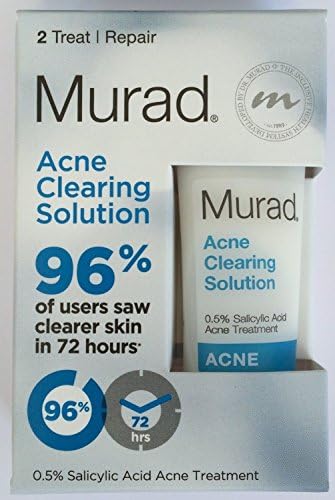 Murad Acne Clearing Solution - Set of 2, 0.5% Salicylic Acid Acne Treatment - 0.33 fl oz/10 ml + Murad Tote