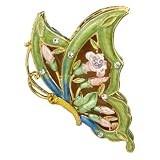 Floral Crystal Flying Butterfly Pewter Trinket Box