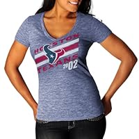 NFL Houston Texans Victory Play IV Women's V-Neck T-Shirt, Navy Melange, X-Large