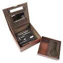 Wolf Designs Men's Brown Jewel Case and Grooming Set #384406