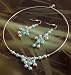 Fashion choker and earring set design 711 blue and silver beads on silver colour wire