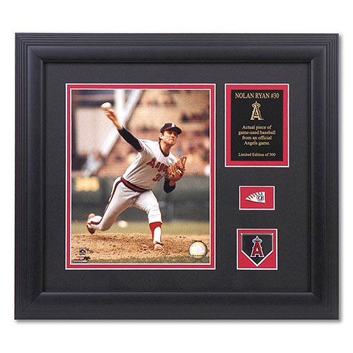 Mounted Memories Los Angeles Angels of Anaheim Nolan Ryan 8x10 Framed Photo with Game-Used Baseball Piece & Med