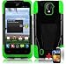 ZTE MAJESTY Z796C BLACK GREEN HYBRID T KICKSTAND COVER HARD GEL CASE + FREE SCREEN PROTECTOR from [ACCESSORY ARENA]
