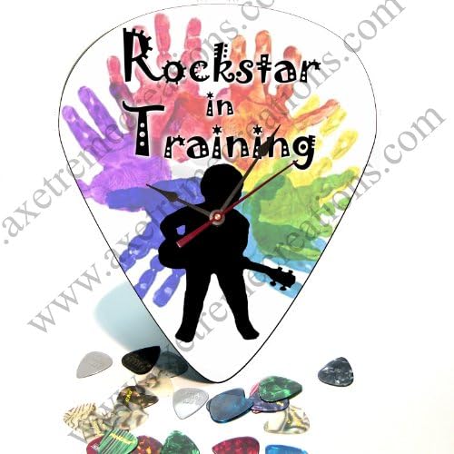 Giant Guitar Pick Wall Art Clock - Rockstar in Training