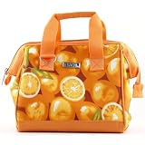 Sachi Orange Citrus Patterned Insulated Lunch Bag