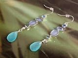 Image of Fashion earrings 769 pale blue drops on silver colour metal